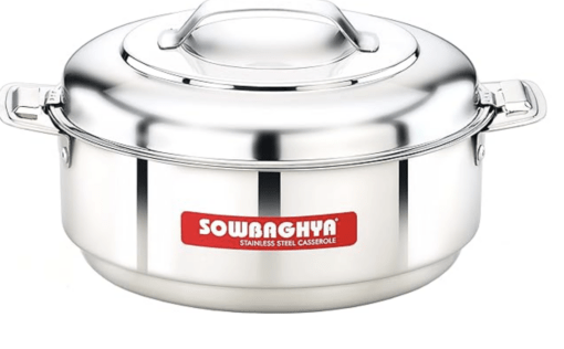 SOWBAGHYA Stainless Steel Casserole - 3500 ml, Silver Stainless Steel Casserole | Hot Pot for Meal chapati Curry roti